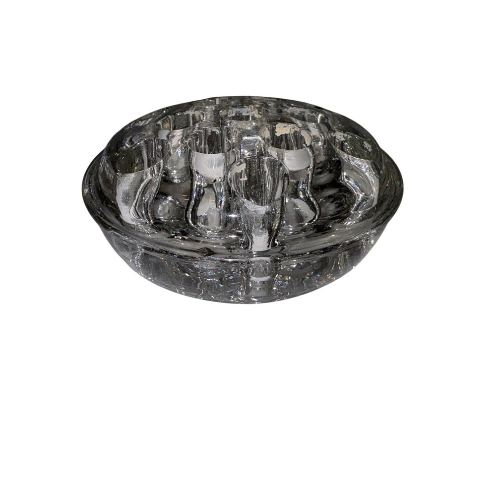 Flower Frog 13 Hole Round Dome Floral Vintage‎ Clear Glass  Arranger Heavy Glass